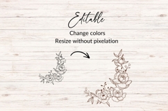 Hand Drawn Peonies Corner Border SVG Product Image 2