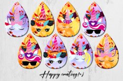 Autumn Unicorns | Sublimation Teardrop earring design bundle Product Image 2