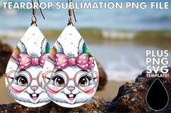 Radiant Teardrop Earrings Designs PNG, Easter Bunny Product Image 1