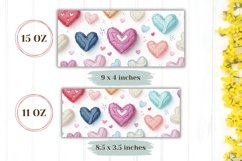 Knitted Hearts Mug Wrap Design, Pastel Hearts Mug PNG Product Image 2
