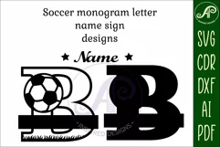 Football or Soccer Capital Monogram Letter B SVG Product Image 2
