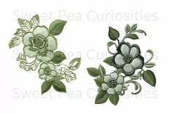 Embroidery, Flowers, Lace, PNG, Clipart, Green Product Image 2