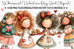 Whimsical Valentine Day Girl Clipart Product Image 1