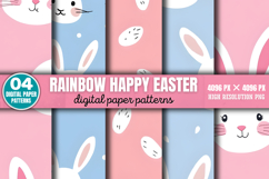 Rainbow Happy Easter Digital Paper Background PNG Product Image 1