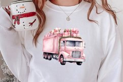 Pink Christmas Car clipart Sublimation, Christmas clipart Product Image 2