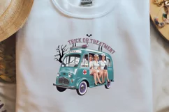 Vintage Halloween Nurse Trick or treatment PNG Product Image 1