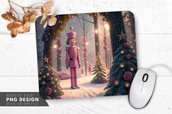 Festive Pink Nutcrackers in a Snowy Forest Mouse Pad PNG Product Image 1