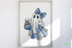 Retro Halloween Blue Denim Ghost Sublimation Clipart Product Image 5
