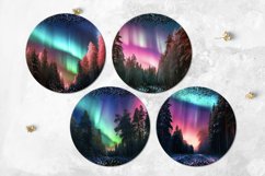 Northern Lights | 4 Round earring xmas sublimation designs Product Image 2