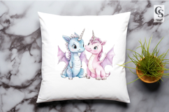 Cute Unicorn Dragon Duo Clipart Sublimation PNG Product Image 2