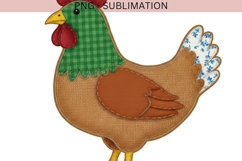 Chicken PNG | Rustic Farmhouse Hen Clipart | Vintage Fabric Product Image 2