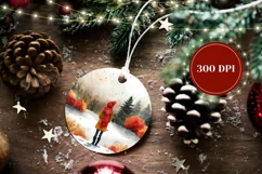Winter Ornament Design, Watercolor Girl Ornament Sublimation Product Image 2