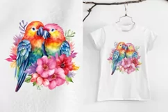 Parrot Watercolor Sublimation PNG, Paradise Png, Love PNG Product Image 2