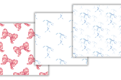 Bows Seamless Pattern Watercolor Blue Pink Red Art Print Product Image 2