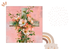 Floral Easter Cross Pillow Case, Flowers Pillow Template Product Image 2