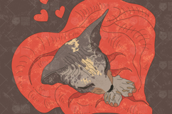 Happy Sphinx Cat Illustration Product Image 1