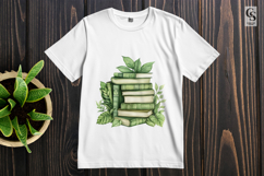 Green Books Stack Botanical Clipart Sublimation PNG Product Image 2