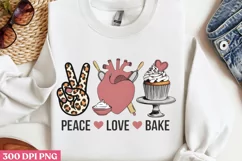 Peace, Love, Bake PNG, Kitchen Quotes Clipart PNG Product Image 1