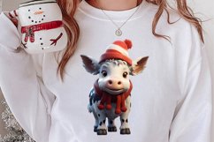 Cute Cow for Christmas Clipart Sublimation, Christmas PNG Product Image 2