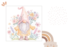 Watercolor Gnome Pillow, Floral Pillow Template Product Image 2
