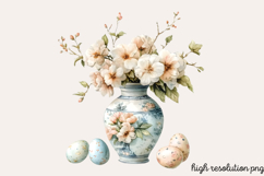 Boho Dusty Blue Easter Clipart PNG Product Image 1