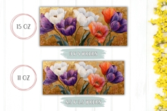 Floral Mug Wrap, Gold Mug, Flowers Mug Template Product Image 2