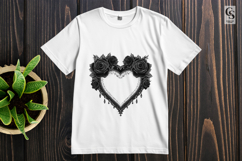 Black Rose Heart Frame Clipart Sublimation PNG Product Image 2