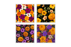 Marigold &amp; Petunia Flower Digital Paper | Flower Pattern Product Image 2
