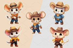 20 cute Cowboy Mouse, Sticker, Clipart Ornaments, PNG Product Image 2