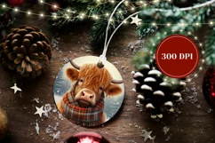 Christmas Product Tag, Winter Highland Cow Ornament Design Product Image 2