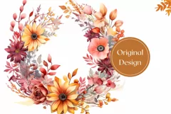 Flowers Tumbler Wrap Sublimation, Floral Wreath Tumbler Wrap Product Image 2