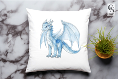 Watercolor Blue Ice Dragon Art Clipart Sublimation PNG Product Image 2