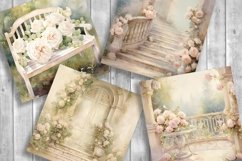 Shabby Chic Roses Scrapbooking Papers. Ivory Backgrounds Product Image 2