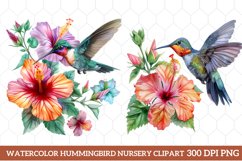 Watercolor Hummingbird Nursery Clipart, Watercolor Clipart Product Image 1