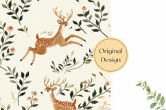 Cute Deer Pillow Case Design, Floral Pillow Sublimation PNG Product Image 2