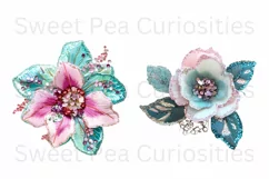 Sequin Flowers, Ephemera, PNG, watercolor, Clipart Product Image 2