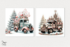 Christmas truck digital paper, background clipart Product Image 2