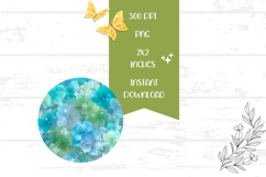 Blue Flowers Earrings, Pink Round Earrings Sublimation Product Image 2