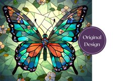 Butterfly Tumbler Wrap Design, Stained Glass Butterfly PNG Product Image 2