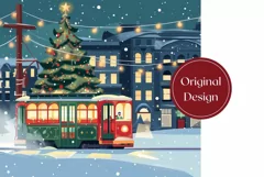 Christmas Tree Tumbler Wrap, Christmas Tram Tumbler Design Product Image 2