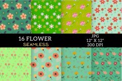 Green Flower Digital Paper Patterns, Flower Digital Pape Product Image 2