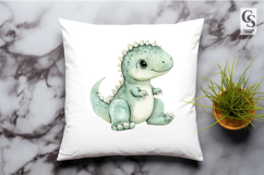Cute Baby Dinosaur Spiked Watercolor Clipart Sublimation PNG Product Image 3