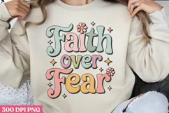 Faith over fear PNG, Retro Christian Sublimation PNG Product Image 1