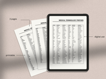 Medical terminology list, prefixes and suffixes pdf Product Image 2