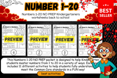 Numbers 1-20 NO PREP Worksheets printable activities for kid Product Image 2