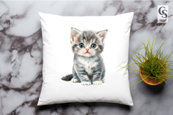 Cute Gray Tabby Kitten Clipart Sublimation PNG Product Image 3