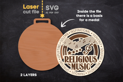 Religious Music Medal SVG laser cut file for Glowforge Product Image 2