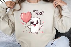 Retro Valentines Day Ghosts Clipart PNG Product Image 1