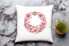 Pink Floral Jewelry Wreath Clipart Sublimation PNG Product Image 2