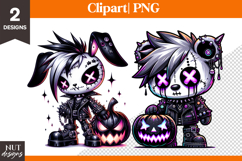 Creepy Cute Halloween clipart, Halloween Bunny Bear PNG Product Image 1